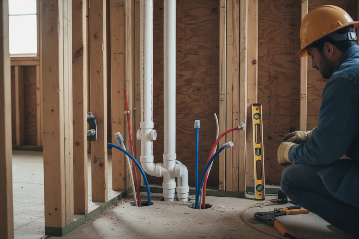 Drain and supply rough-in during Garbage Disposal Repair in Clovis