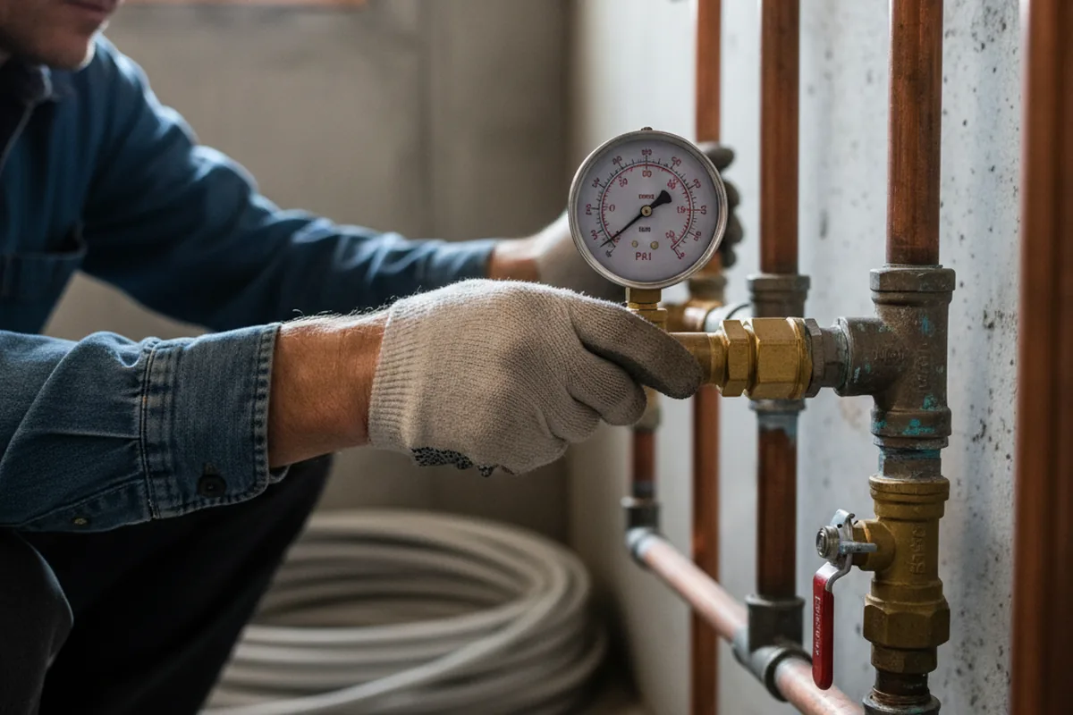 Pressure testing a repaired line during Water Line Repair in Clovis